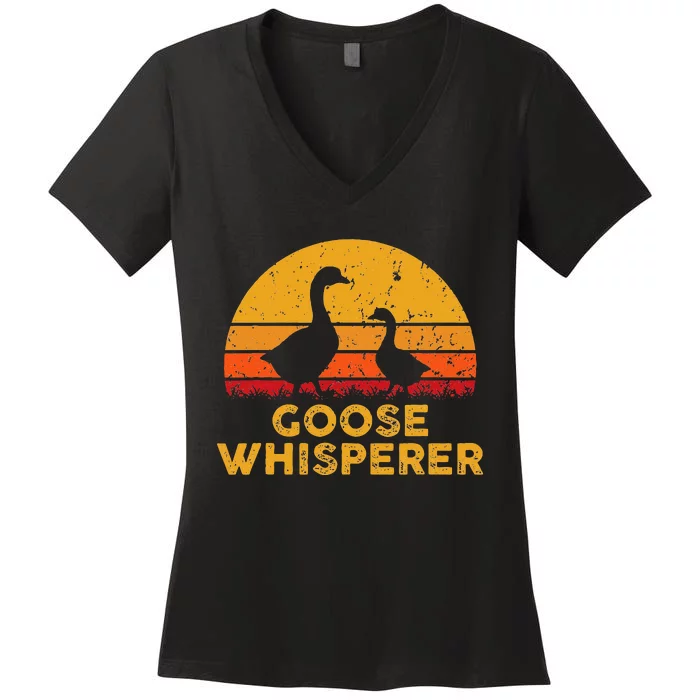 Goose Whisperer Geese Bird Hunter Breeders Poultry Farmers Women's V-Neck T-Shirt