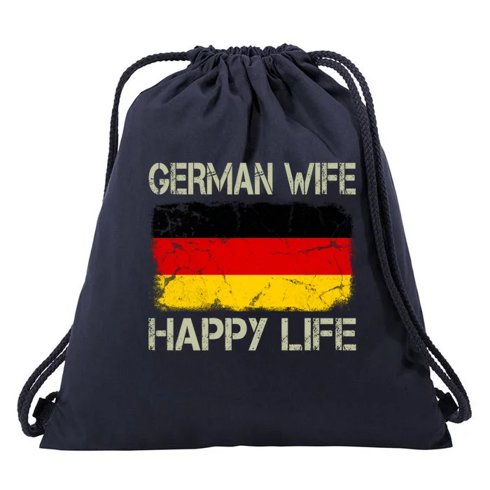 Ger Wife Happy Life Gery Flag Funny Husband Funny Gift Drawstring Bag