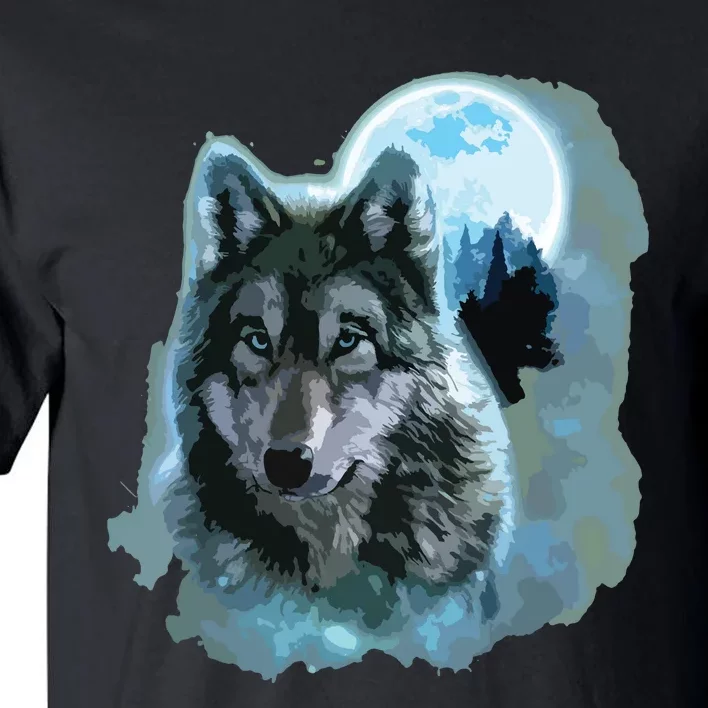 Grey Wolf Hunting Ground, Icy Moon, Forest, Galaxy Tall T-Shirt