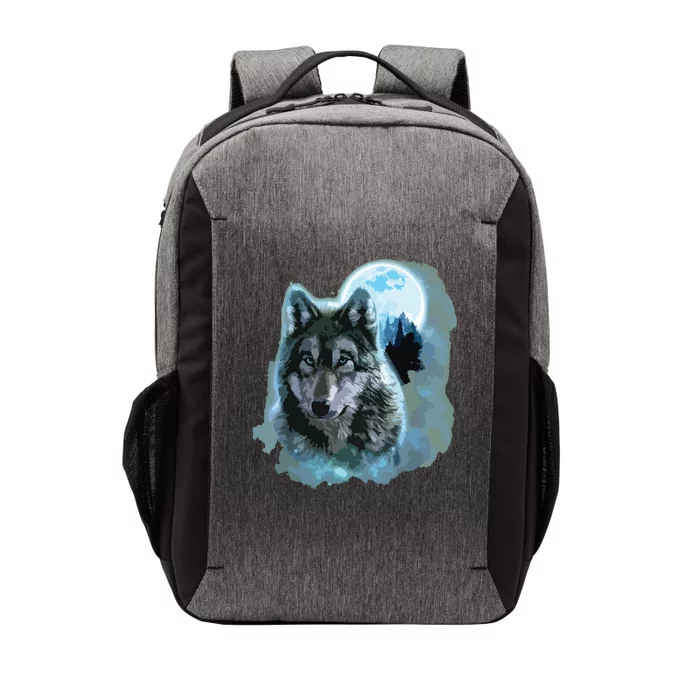 Grey Wolf Hunting Ground, Icy Moon, Forest, Galaxy Vector Backpack