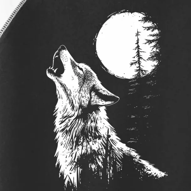 Graphic Wolf Howling Moon Forest Nature Wildlife Animal Toddler Fine Jersey T-Shirt