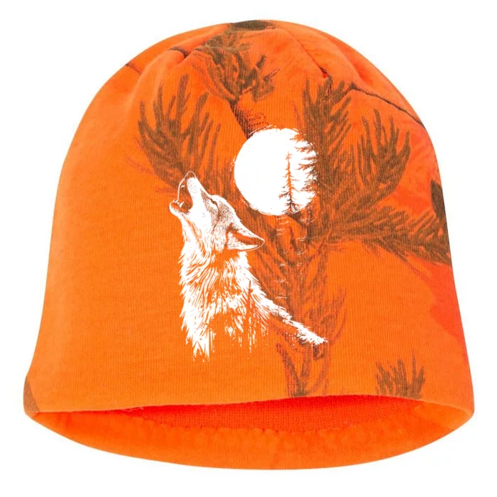 Graphic Wolf Howling Moon Forest Nature Wildlife Animal Kati - Camo Knit Beanie