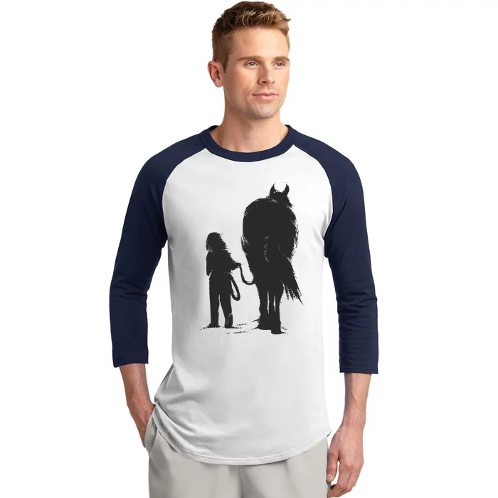 Girl With Horse Baseball Sleeve Shirt