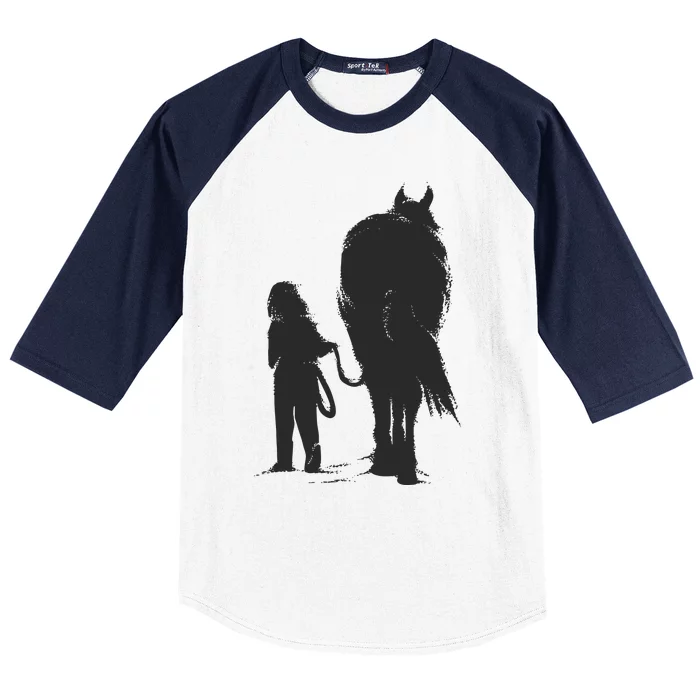 Girl With Horse Baseball Sleeve Shirt