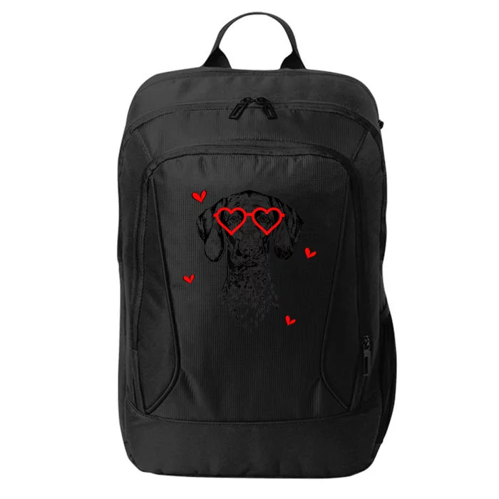 GSP With Heart Glasses Valentines Day Dog Mom City Backpack