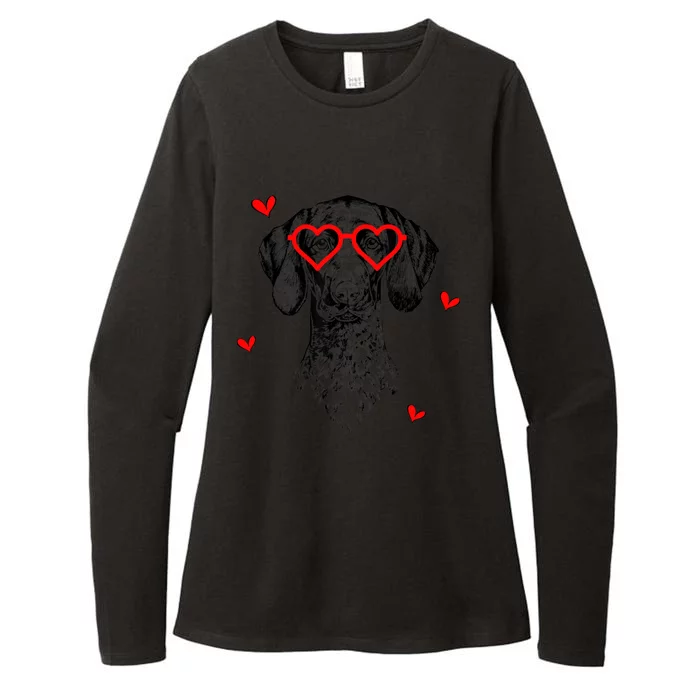 GSP With Heart Glasses Valentines Day Dog Mom Womens CVC Long Sleeve Shirt