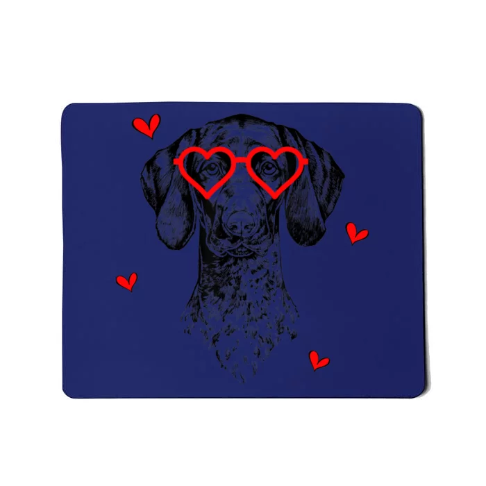 GSP With Heart Glasses Valentines Day Dog Mom Mousepad