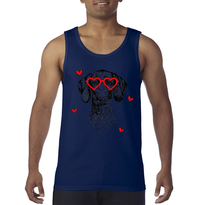 GSP With Heart Glasses Valentines Day Dog Mom Tank Top