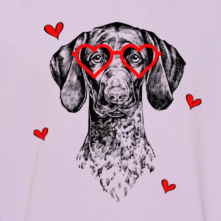 GSP With Heart Glasses Valentines Day Dog Mom Garment-Dyed Sweatshirt