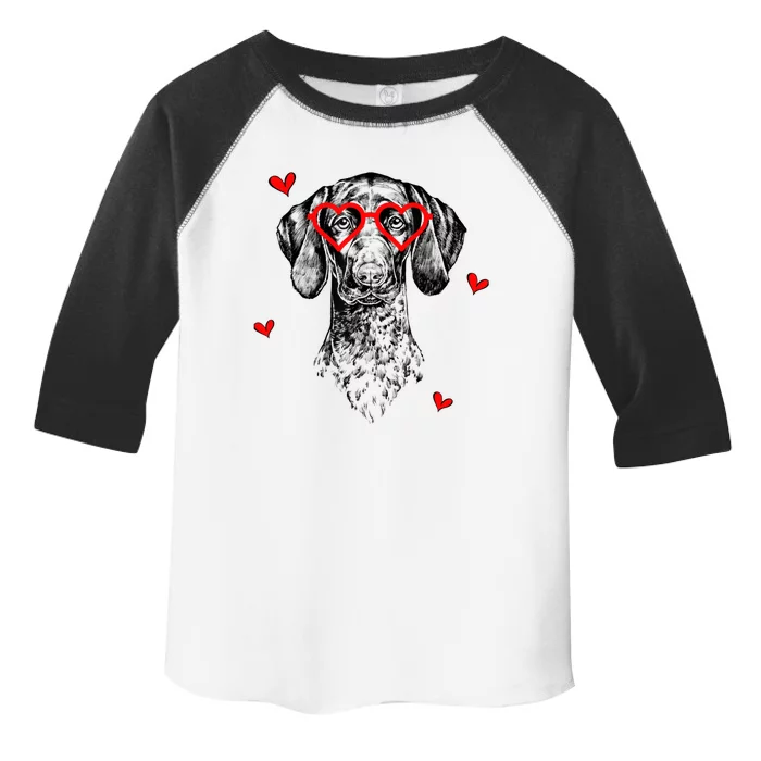 GSP With Heart Glasses Valentines Day Dog Mom Toddler Fine Jersey T-Shirt