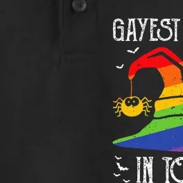 Gayest Witch In Town Gay Pride Flag LGBT Halloween Witch Hat Dry Zone Grid Performance Polo