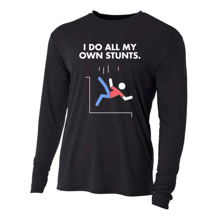 Get Well I Do My Own Stunts Funny Injury Gift Cooling Performance Long Sleeve Crew