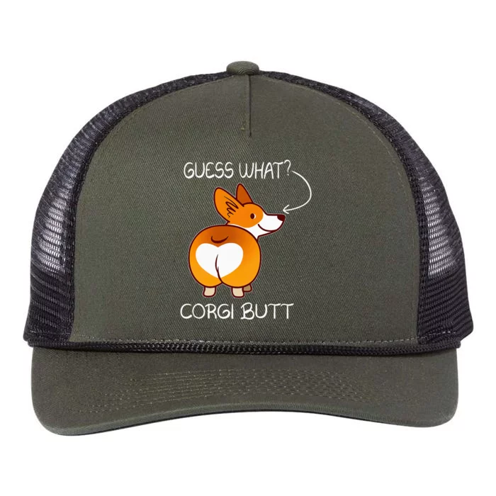 Guess What ItS Corgi Butt Cute Funny Corgi For Pet Owners Retro Rope Trucker Hat Cap