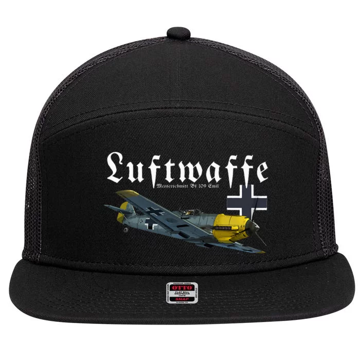 German Warbird I Messerschmitt BF109 I WW2 Airplanes 7 Panel Mesh Trucker Snapback Hat