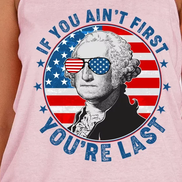 George Washington If You Ain't First You're Last Women's Knotted Racerback Tank