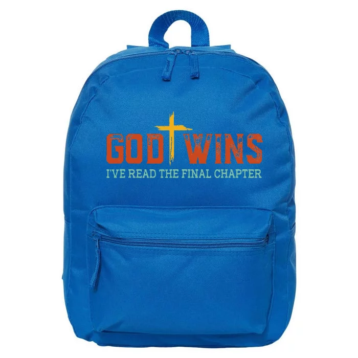 God Wins I Ve Read The Final Chapter Christian Cross 16 in Basic Backpack