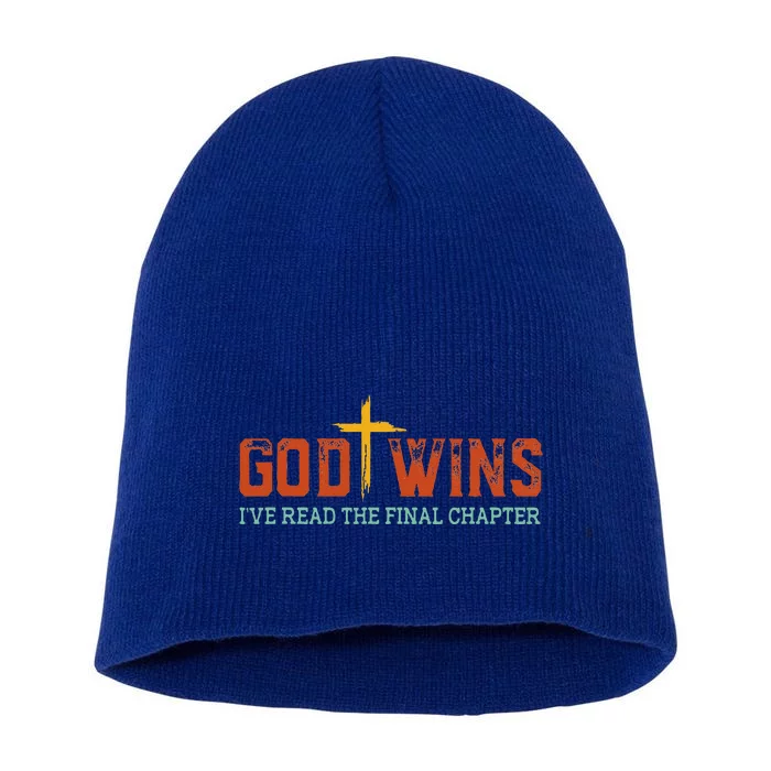 God Wins I Ve Read The Final Chapter Christian Cross Short Acrylic Beanie