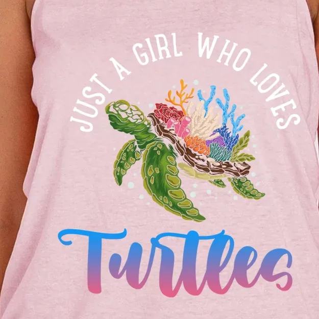 Girl Who Just Loves Turtles And Water And Sea Cool Gift Women's Knotted Racerback Tank