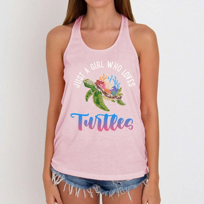 Girl Who Just Loves Turtles And Water And Sea Cool Gift Women's Knotted Racerback Tank