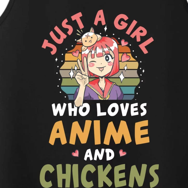 Girl Who Loves Anime And Chickens Anime Lover Japanese Gift Performance Tank