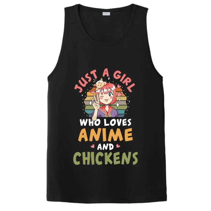 Girl Who Loves Anime And Chickens Anime Lover Japanese Gift Performance Tank