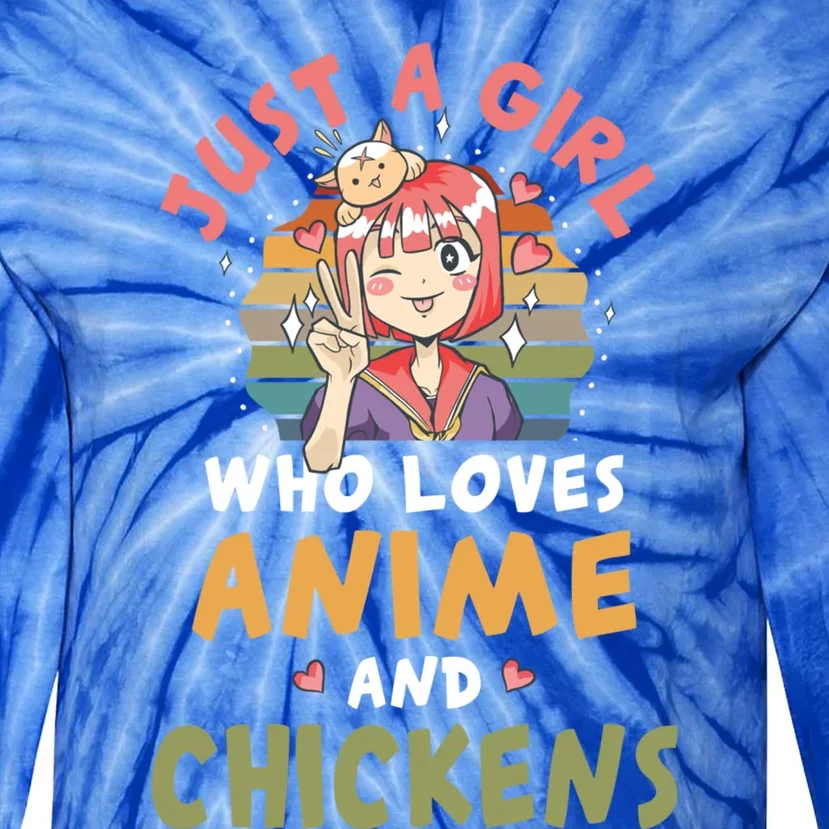 Girl Who Loves Anime And Chickens Anime Lover Japanese Gift Tie-Dye Long Sleeve Shirt