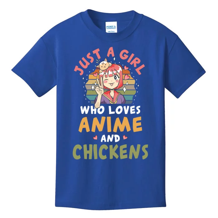 Girl Who Loves Anime And Chickens Anime Lover Japanese Gift Kids T-Shirt