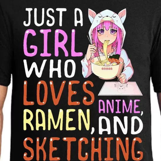 Girl Who Loves Anime Ramen And Sketching Kawaii Teen Pajama Set