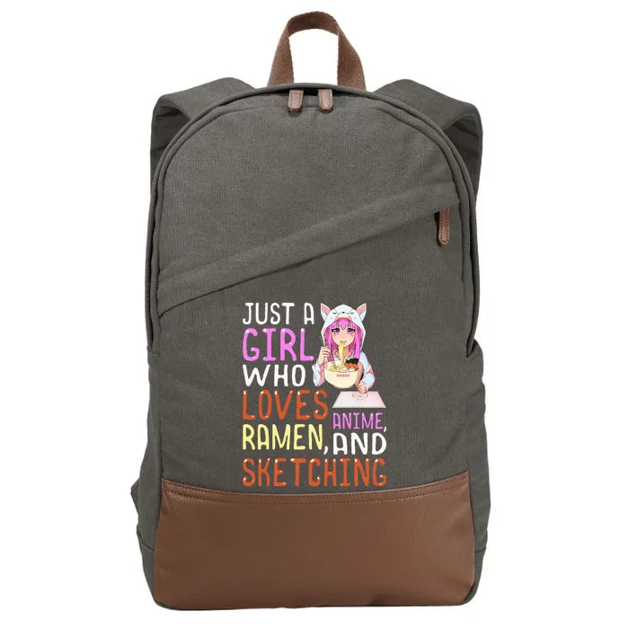 Girl Who Loves Anime Ramen And Sketching Kawaii Teen Cotton Canvas Backpack