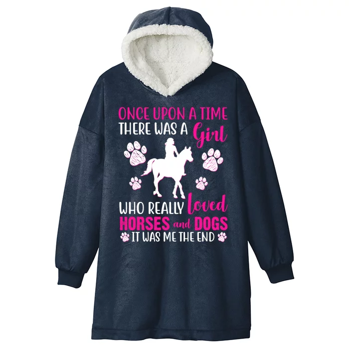 Girl Who Loves Horses And Dogs Hooded Wearable Blanket