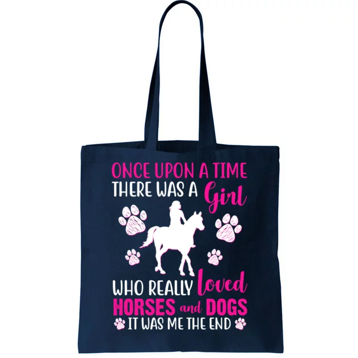 Girl Who Loves Horses And Dogs Tote Bag