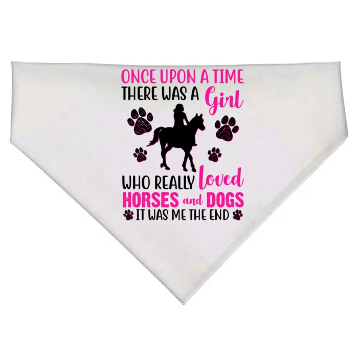 Girl Who Loves Horses And Dogs USA-Made Doggie Bandana