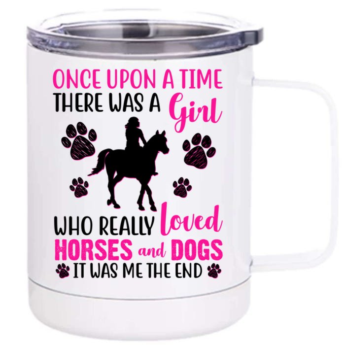 Girl Who Loves Horses And Dogs Front & Back 12oz Stainless Steel Tumbler Cup