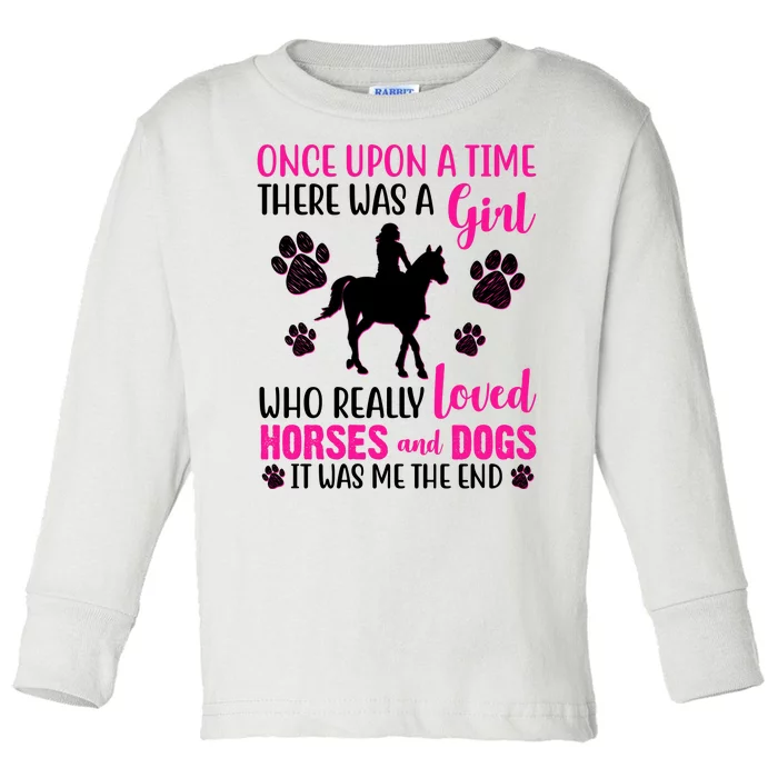 Girl Who Loves Horses And Dogs Toddler Long Sleeve Shirt