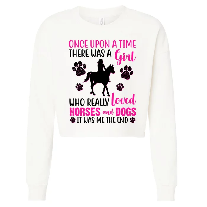 Girl Who Loves Horses And Dogs Cropped Pullover Crew