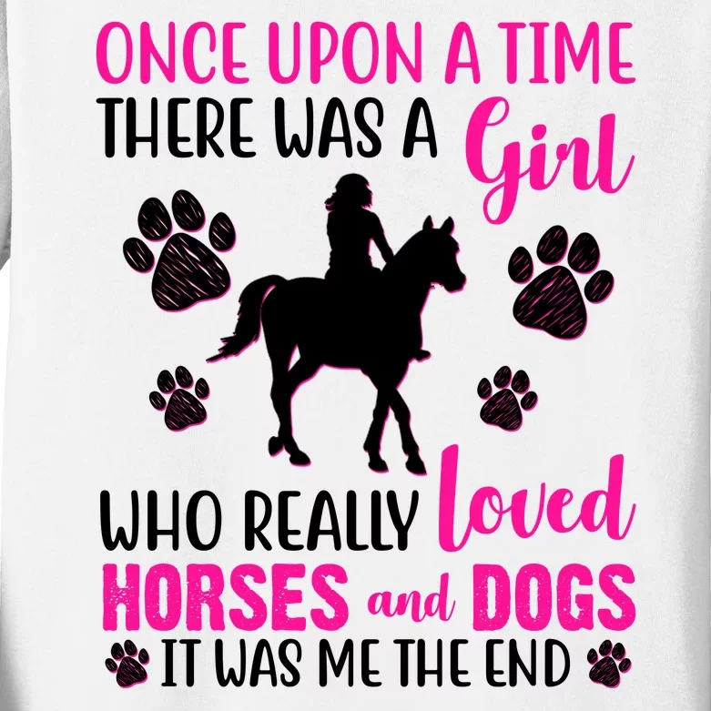 Girl Who Loves Horses And Dogs Kids Long Sleeve Shirt