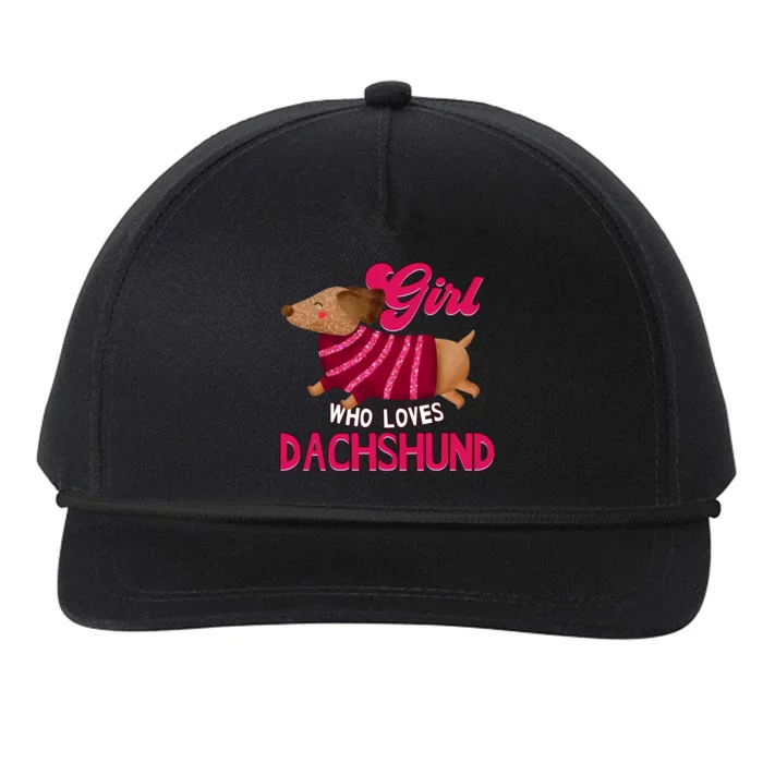 Girl Who Loves Dachshund Cute Puppy Dog Doggy Lover Gift Snapback Five-Panel Rope Hat