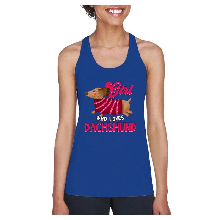 Girl Who Loves Dachshund Cute Puppy Dog Doggy Lover Gift Women's Racerback Tank