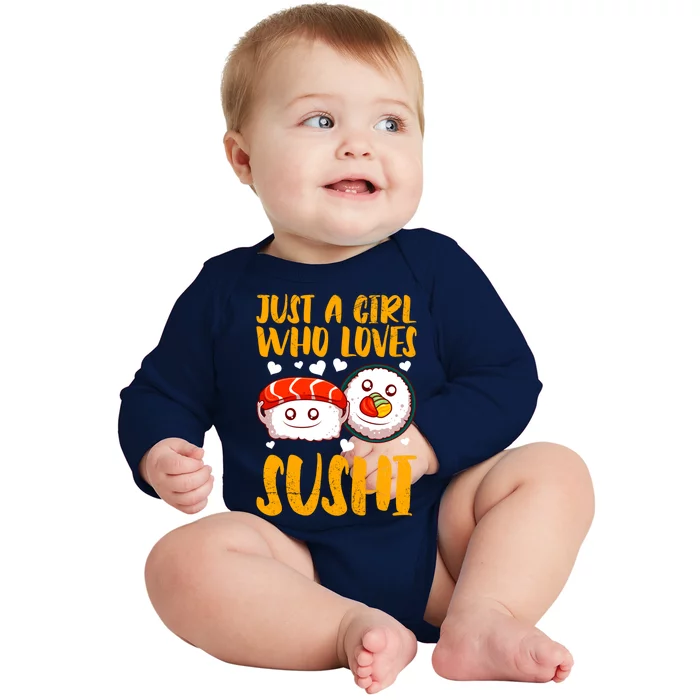 Girl Who Loves Sushi Lover Kawaii Meaningful Gift Baby Long Sleeve Bodysuit