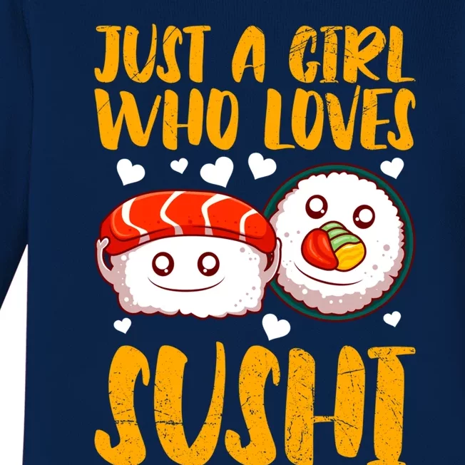 Girl Who Loves Sushi Lover Kawaii Meaningful Gift Baby Long Sleeve Bodysuit