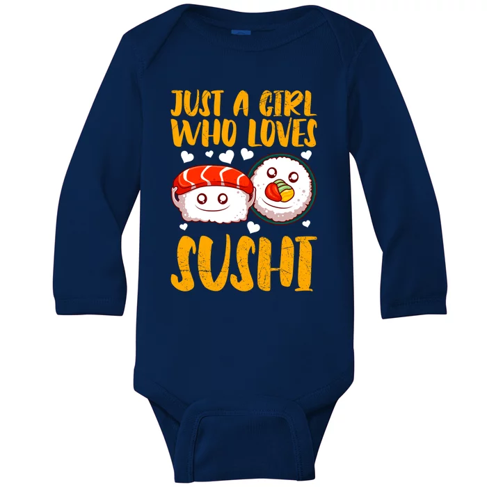 Girl Who Loves Sushi Lover Kawaii Meaningful Gift Baby Long Sleeve Bodysuit