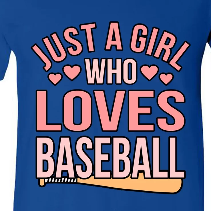 Girl Who Loves Baseball Sports Player Lover Coach Graphic Gift V-Neck T-Shirt