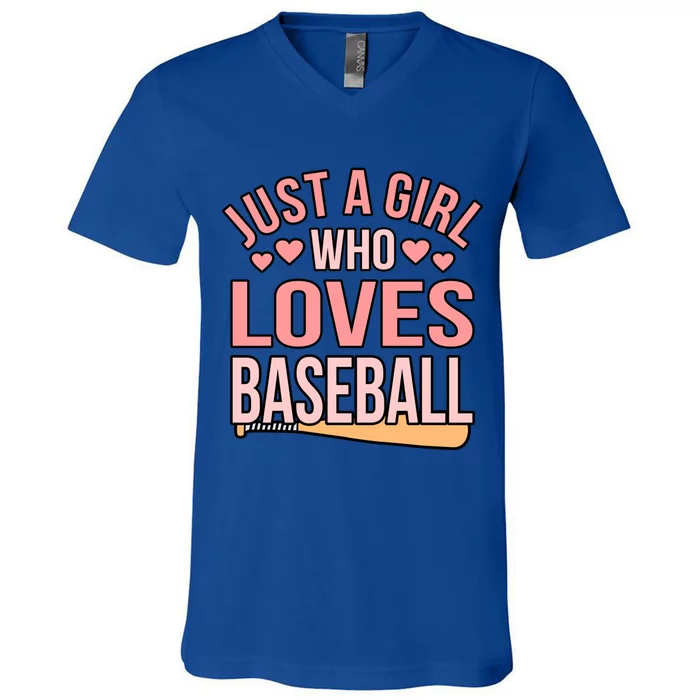 Girl Who Loves Baseball Sports Player Lover Coach Graphic Gift V-Neck T-Shirt