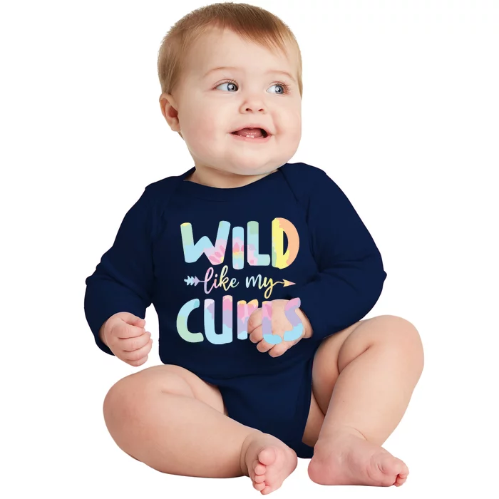 Girls Wild Like My Curls Funny Curly Hair Le Tie Dye Baby Long Sleeve Bodysuit