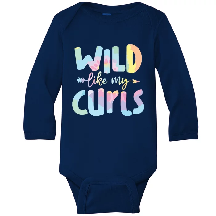 Girls Wild Like My Curls Funny Curly Hair Le Tie Dye Baby Long Sleeve Bodysuit