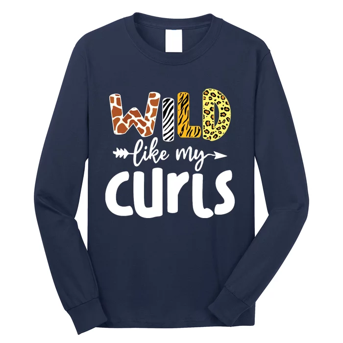 Girls Wild Like My Curls Funny Curly Hair Leopard Long Sleeve Shirt