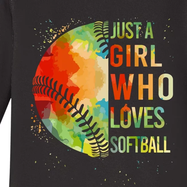 Girl Who Love Softball T Catcher Cute Women Gift Baby Long Sleeve Bodysuit