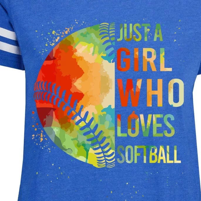 Girl Who Love Softball T Catcher Cute Women Gift Enza Ladies Jersey Football T-Shirt