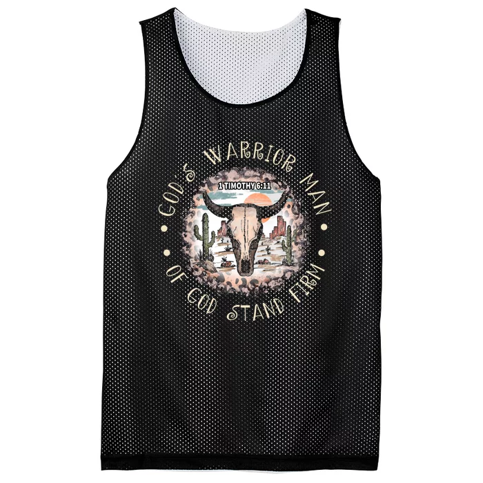 God&39;S Warrior Man Of God Stand Firm Bull Skull Desert Mesh Reversible Basketball Jersey Tank