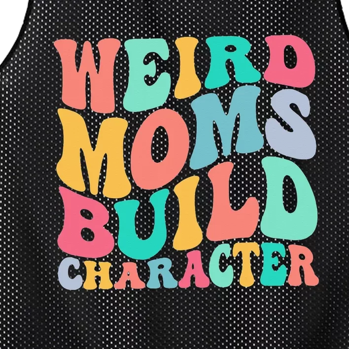 Groovy Weird Moms Build Character, Overstimulated Mom Mesh Reversible Basketball Jersey Tank